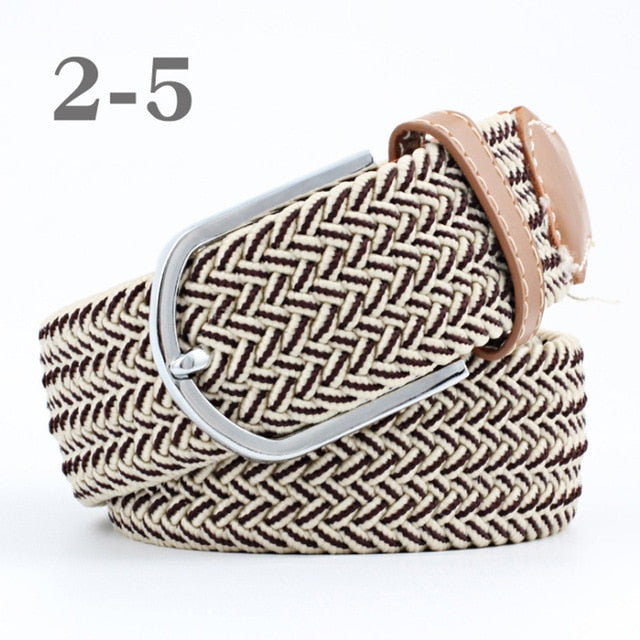 ZLD 60 colors Men Women Casual Knitted pin buckle Belt Woven Canvas Elastic Expandable Braided Stretch Belts Plain Webbing strap