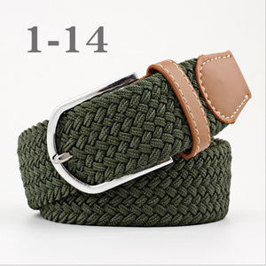 ZLD 60 colors Men Women Casual Knitted pin buckle Belt Woven Canvas Elastic Expandable Braided Stretch Belts Plain Webbing strap