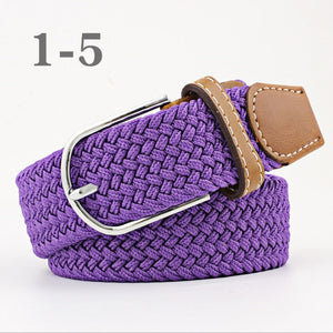 ZLD 60 colors Men Women Casual Knitted pin buckle Belt Woven Canvas Elastic Expandable Braided Stretch Belts Plain Webbing strap