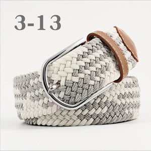 ZLD 60 colors Men Women Casual Knitted pin buckle Belt Woven Canvas Elastic Expandable Braided Stretch Belts Plain Webbing strap