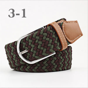 ZLD 60 colors Men Women Casual Knitted pin buckle Belt Woven Canvas Elastic Expandable Braided Stretch Belts Plain Webbing strap