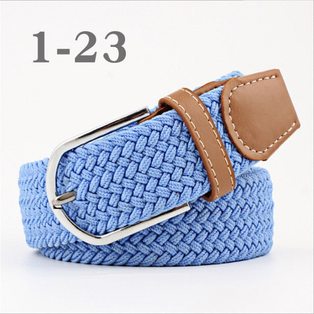 ZLD 60 colors Men Women Casual Knitted pin buckle Belt Woven Canvas Elastic Expandable Braided Stretch Belts Plain Webbing strap