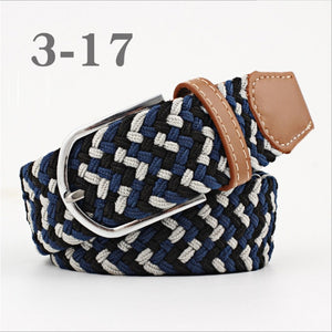 ZLD 60 colors Men Women Casual Knitted pin buckle Belt Woven Canvas Elastic Expandable Braided Stretch Belts Plain Webbing strap