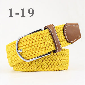ZLD 60 colors Men Women Casual Knitted pin buckle Belt Woven Canvas Elastic Expandable Braided Stretch Belts Plain Webbing strap