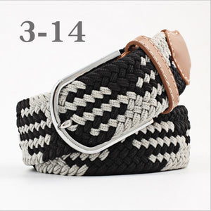 ZLD 60 colors Men Women Casual Knitted pin buckle Belt Woven Canvas Elastic Expandable Braided Stretch Belts Plain Webbing strap