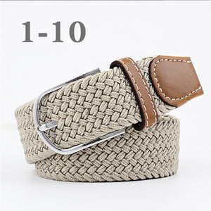 ZLD 60 colors Men Women Casual Knitted pin buckle Belt Woven Canvas Elastic Expandable Braided Stretch Belts Plain Webbing strap