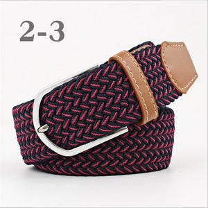 ZLD 60 colors Men Women Casual Knitted pin buckle Belt Woven Canvas Elastic Expandable Braided Stretch Belts Plain Webbing strap