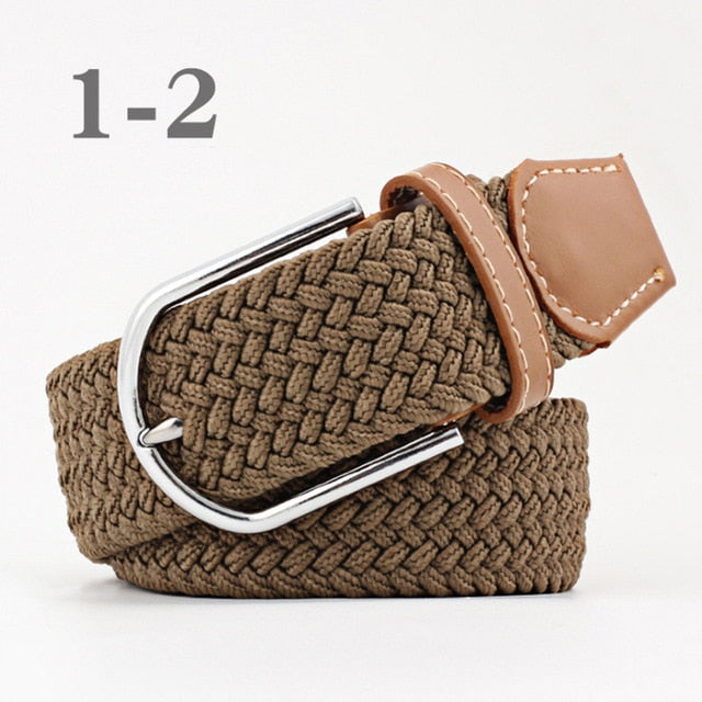 ZLD 60 colors Men Women Casual Knitted pin buckle Belt Woven Canvas Elastic Expandable Braided Stretch Belts Plain Webbing strap