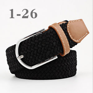 ZLD 60 colors Men Women Casual Knitted pin buckle Belt Woven Canvas Elastic Expandable Braided Stretch Belts Plain Webbing strap