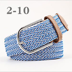 ZLD 60 colors Men Women Casual Knitted pin buckle Belt Woven Canvas Elastic Expandable Braided Stretch Belts Plain Webbing strap