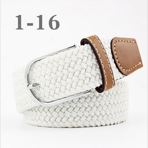 ZLD 60 colors Men Women Casual Knitted pin buckle Belt Woven Canvas Elastic Expandable Braided Stretch Belts Plain Webbing strap