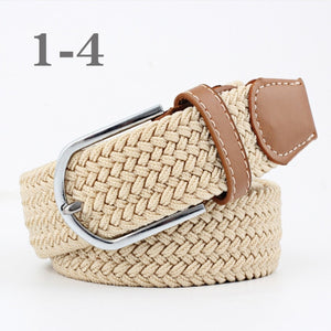 ZLD 60 colors Men Women Casual Knitted pin buckle Belt Woven Canvas Elastic Expandable Braided Stretch Belts Plain Webbing strap