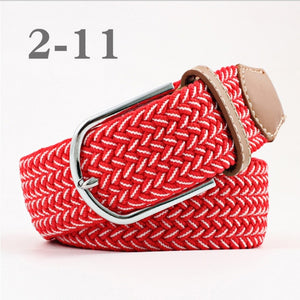 ZLD 60 colors Men Women Casual Knitted pin buckle Belt Woven Canvas Elastic Expandable Braided Stretch Belts Plain Webbing strap