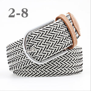 ZLD 60 colors Men Women Casual Knitted pin buckle Belt Woven Canvas Elastic Expandable Braided Stretch Belts Plain Webbing strap