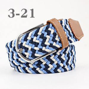 ZLD 60 colors Men Women Casual Knitted pin buckle Belt Woven Canvas Elastic Expandable Braided Stretch Belts Plain Webbing strap