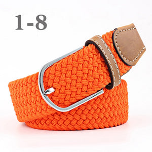 ZLD 60 colors Men Women Casual Knitted pin buckle Belt Woven Canvas Elastic Expandable Braided Stretch Belts Plain Webbing strap