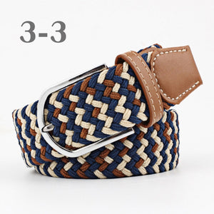 ZLD 60 colors Men Women Casual Knitted pin buckle Belt Woven Canvas Elastic Expandable Braided Stretch Belts Plain Webbing strap