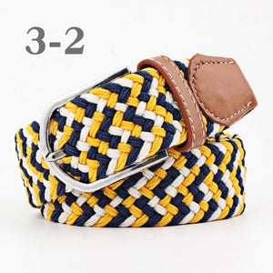 ZLD 60 colors Men Women Casual Knitted pin buckle Belt Woven Canvas Elastic Expandable Braided Stretch Belts Plain Webbing strap