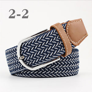 ZLD 60 colors Men Women Casual Knitted pin buckle Belt Woven Canvas Elastic Expandable Braided Stretch Belts Plain Webbing strap