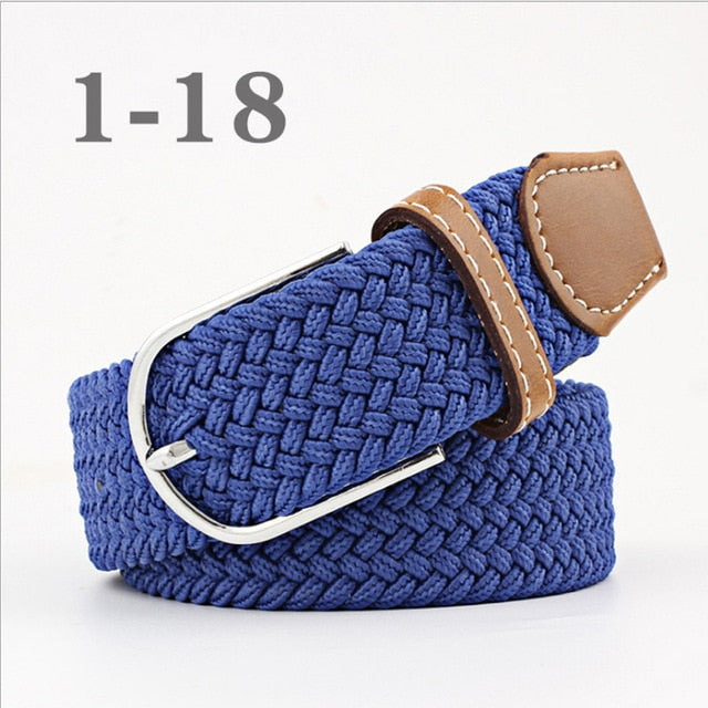 ZLD 60 colors Men Women Casual Knitted pin buckle Belt Woven Canvas Elastic Expandable Braided Stretch Belts Plain Webbing strap