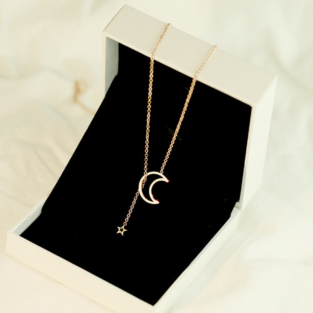BLINLA Gold Color Star Moon Party Women's Pendant Necklace Fashion Female Choker Necklaces Jewelry Simple Ladies Jewelry Gifts