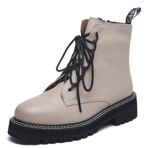 MORAZORA 2021 Genuine leather boots women shoes thick sole lace up autumn winter short ankle boots for women motorcycle boots