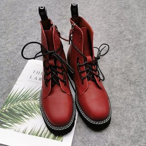 MORAZORA 2021 Genuine leather boots women shoes thick sole lace up autumn winter short ankle boots for women motorcycle boots