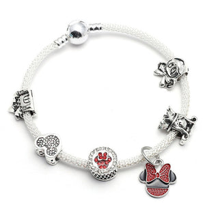BRACE CODE Authentic Silver Color Murano Glass Beads Fine Bracelet Mickey Pendant Charm Bracelets & Bangles For Women Jewelry