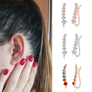 ZHOUYANG Stud Earrings For Women Kpop Jewelry Zircon Rose Gold Color Piercing Earring Jewellery Women's Ear Cuffs Wholesale E534