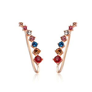 ZHOUYANG Stud Earrings For Women Kpop Jewelry Zircon Rose Gold Color Piercing Earring Jewellery Women's Ear Cuffs Wholesale E534