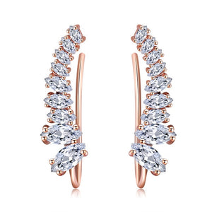 ZHOUYANG Stud Earrings For Women Kpop Jewelry Zircon Rose Gold Color Piercing Earring Jewellery Women's Ear Cuffs Wholesale E534