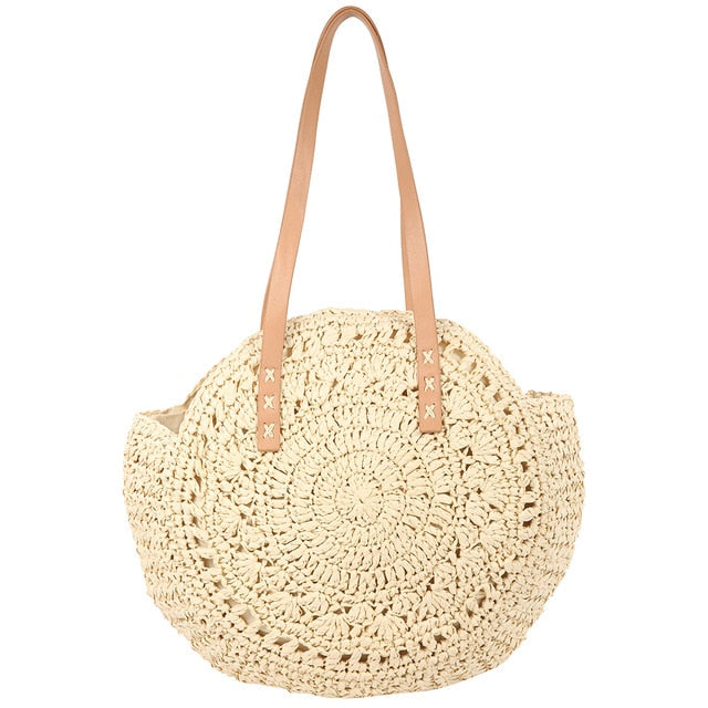 Beach Rattan Bag Hand Woven Straw Bag Bohemian Summer Handbag Travel Female Tote Wicker Bag bolsos de mimbres paja