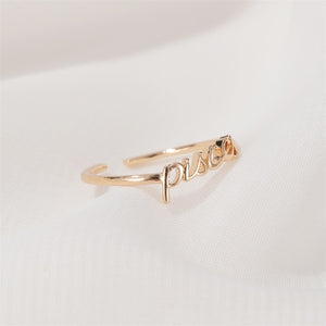Minimalist thin Open Gold 12 Star Signs Finger Rings Birthday Friendship Jewelry Gift  Personality Custom Zodiac Rings For Women
