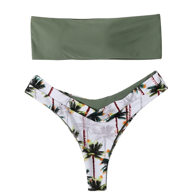 Brand 2019 Sexy Women New Bikini Coconut Print Padded Swimwear Bathing Swimsuit Beachwear Bather Swimming biquini tops