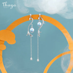 Thaya 100% S925 Sterling Silver Earrings Tassels Mermaid Drop Dangle Drop Earring Charms For Women Engagement Gift Fine Jewelry