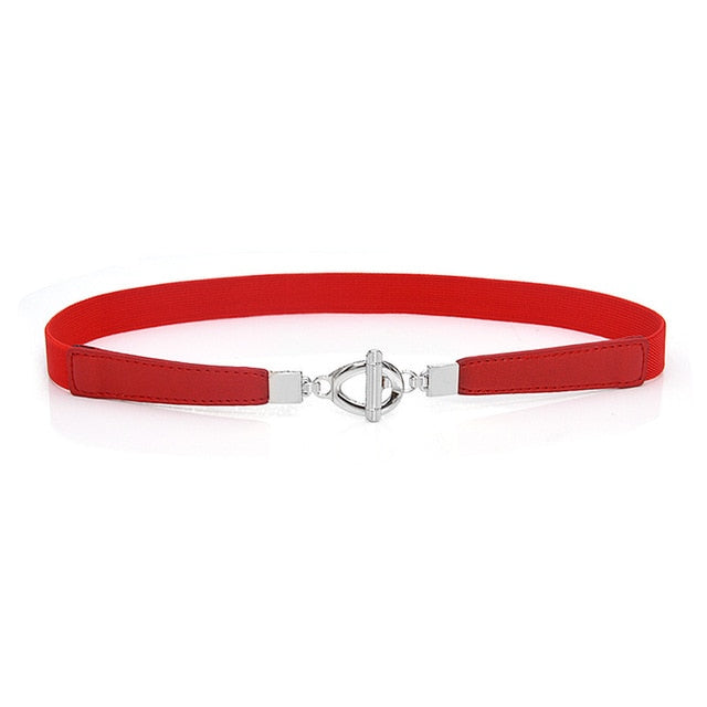 Elastic Women Belts Strap Thin Skinny Ladies Dress Waist Belt Leather Gold Buckle Female Red Belts ceinture femme pasek damski