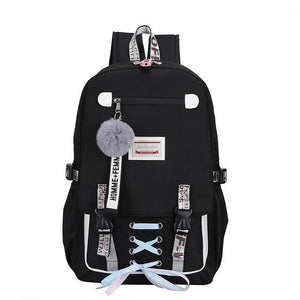 Pink Canvas Backpack Women School Bags for Teenage Girls Preppy Style Large Capacity USB Back Pack Rucksack Youth Bagpack 2020