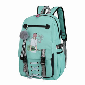 Pink Canvas Backpack Women School Bags for Teenage Girls Preppy Style Large Capacity USB Back Pack Rucksack Youth Bagpack 2020