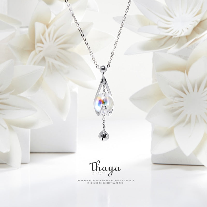 Thaya Unique Style Water Drop Necklace 925 Silver Color beads Necklace for Girls Special Gift