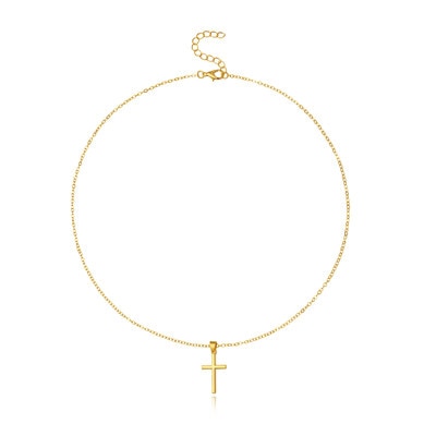 New Arrival  Cross Pendant Necklace Collier Femme Gold Silver Color Cross Choker Necklace Collar Jewelry XL226
