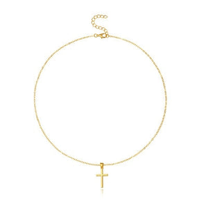 New Arrival  Cross Pendant Necklace Collier Femme Gold Silver Color Cross Choker Necklace Collar Jewelry XL226