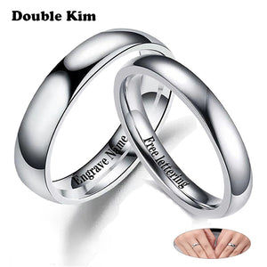 I LOVE YOU Couple Rings DIY Engrave Name Date Stainless Steel Unisex Wedding Rings for Women Men Lover Anniversary Jewelry Gift