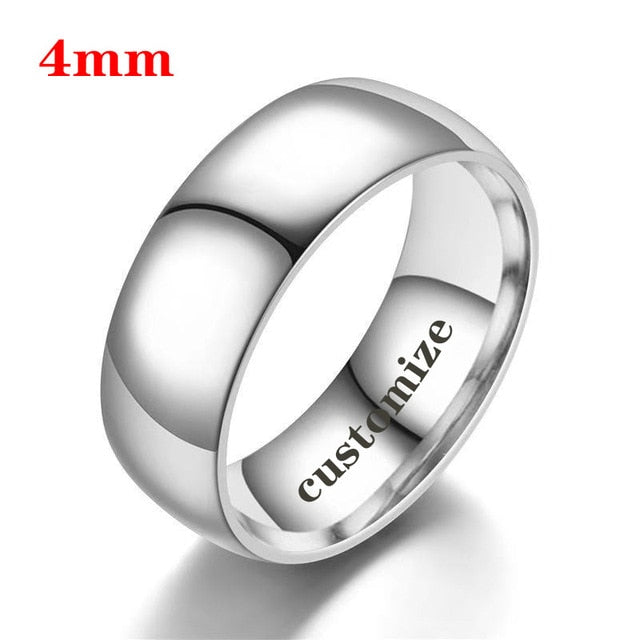 I LOVE YOU Couple Rings DIY Engrave Name Date Stainless Steel Unisex Wedding Rings for Women Men Lover Anniversary Jewelry Gift