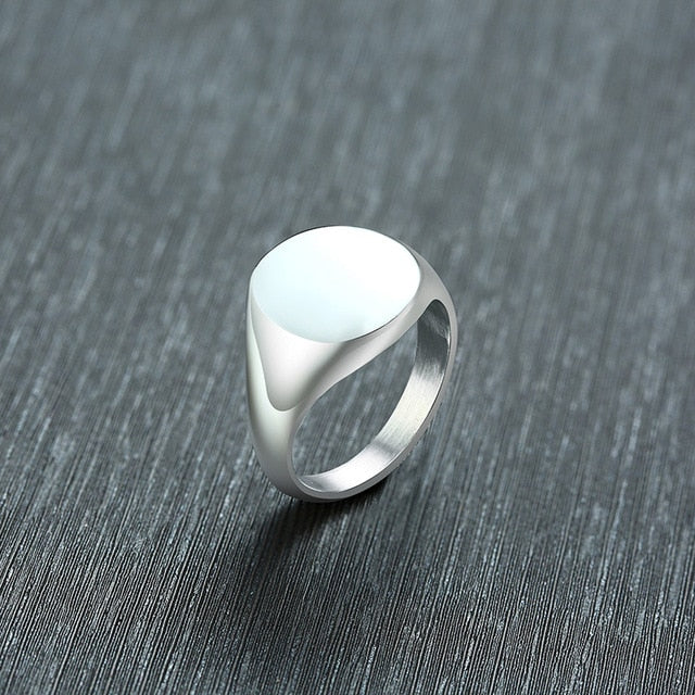 -$4 code:aliex645 Customized Women Signet Ring Chunky Round Top Initial Letter Stamp Stainless Steel Punk Candid Fashion Jewelry