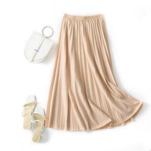 Autumn Summer women vintage elegant midi skirt with belt 2020 Women high waist pleated skirts womens lady Casual skirts female