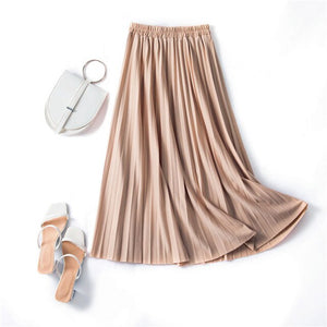 Autumn Summer women vintage elegant midi skirt with belt 2020 Women high waist pleated skirts womens lady Casual skirts female
