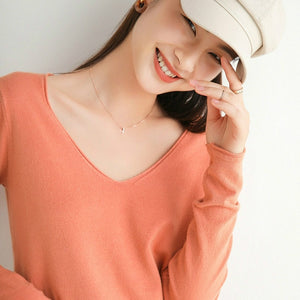 Women Autumn Winter Knitting Sweater Solid Casual Long-sleeved V Neck Warm Wool Pullover Winter Ladies Bottoming Knitted Tops
