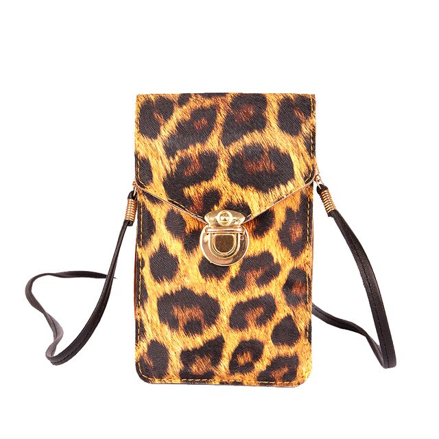 Touch Screen Cell Phone Purse Smartphone Wallet Leather Shoulder Strap Handbag Women Bag Leopard Transparent Phone Bag