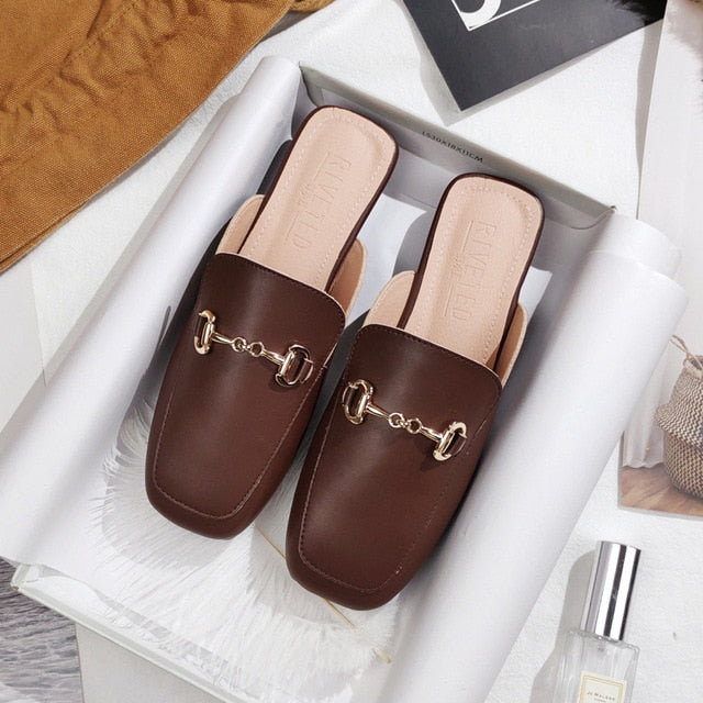 Ladies spring and summer new baotou semi-slipper sandals casual fashion outdoor wear women's size mueller shoes