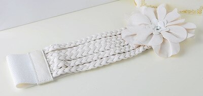 new womens wide belts Woven flower point drill elastic elastic waist gauze ladies pu leather ladies elastic band twotwinstyle